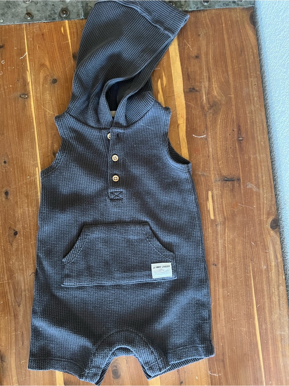 Carter's Waffle Knit Hooded One-Piece in Charcoal